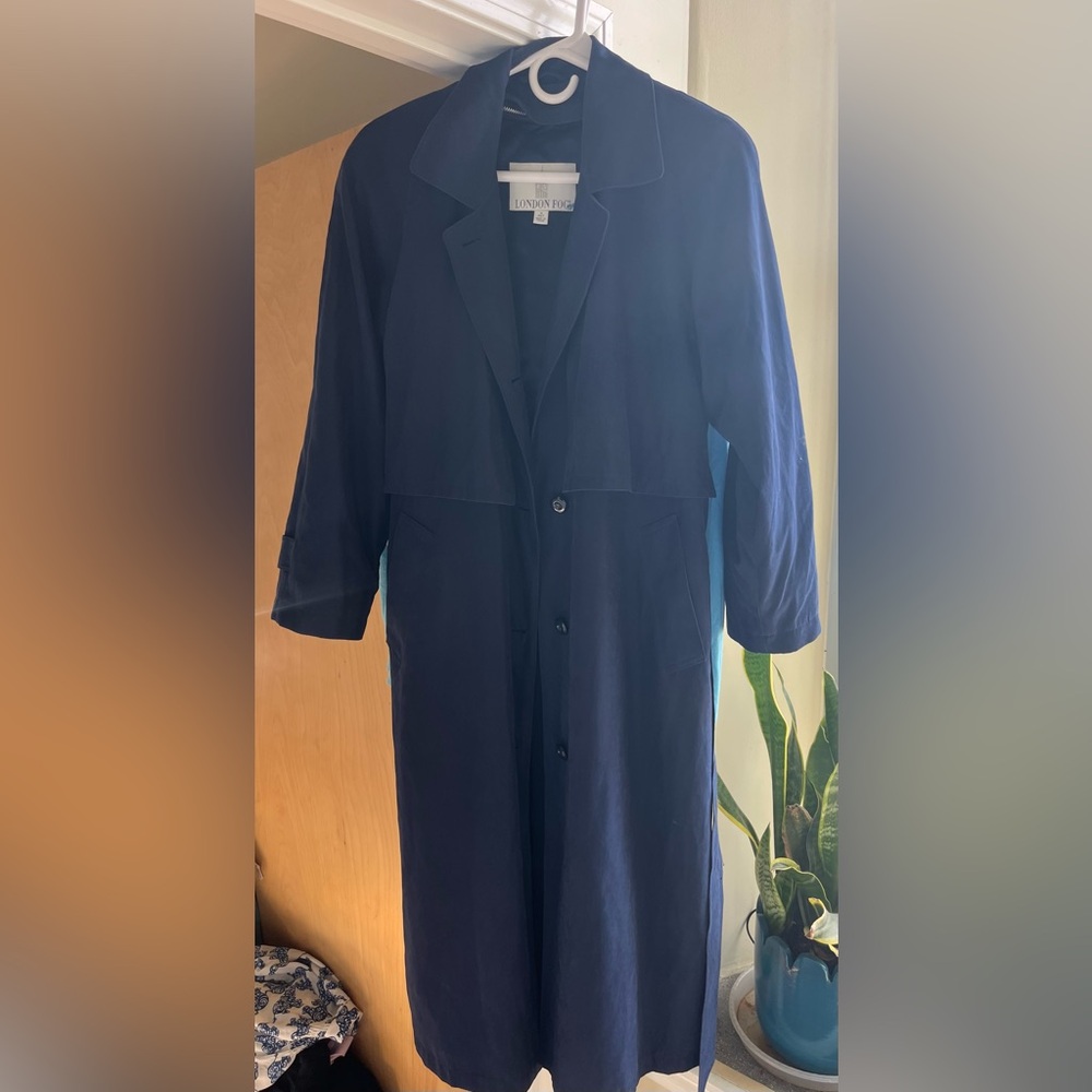 London Fog Petite Size 4P Navy Belted Jacket Trench Coat